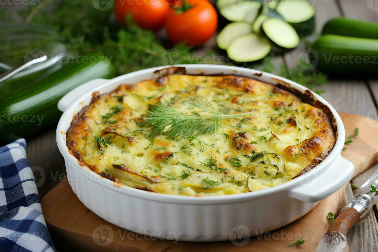 courgette clafoutis verbeterd door parmezaan. ai generatief foto