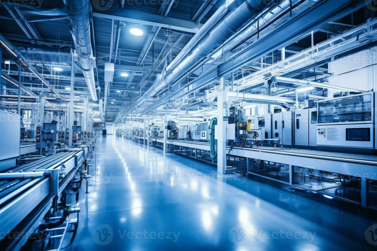 een schoon modern onderneming aangedreven door schoon energie, produceren milieuvriendelijk producten. milieu Zuivering fabriek. ai generatief foto