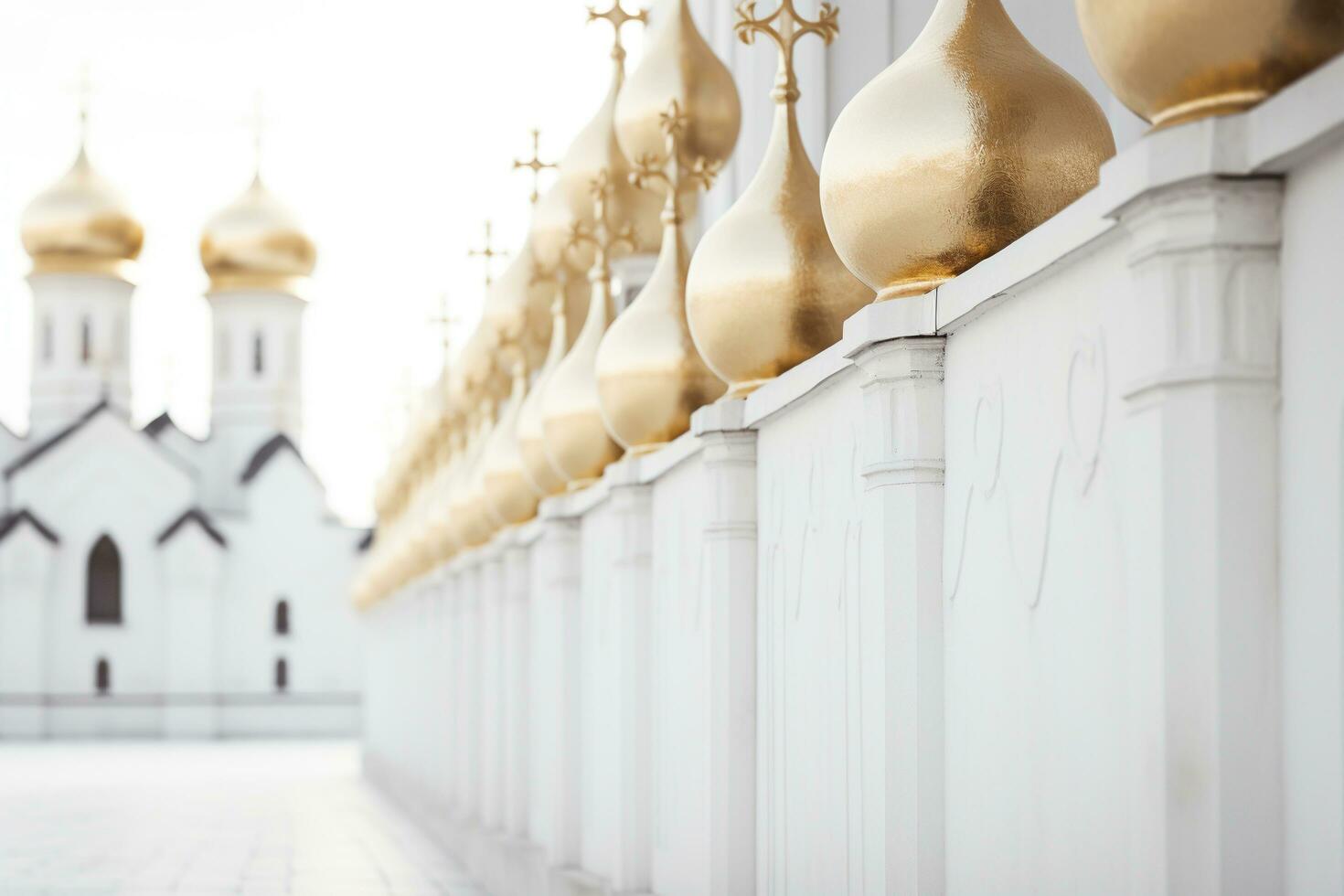 bokeh buitenkant van een modern orthodox christen kerk. gegenereerd door kunstmatig intelligentie- foto