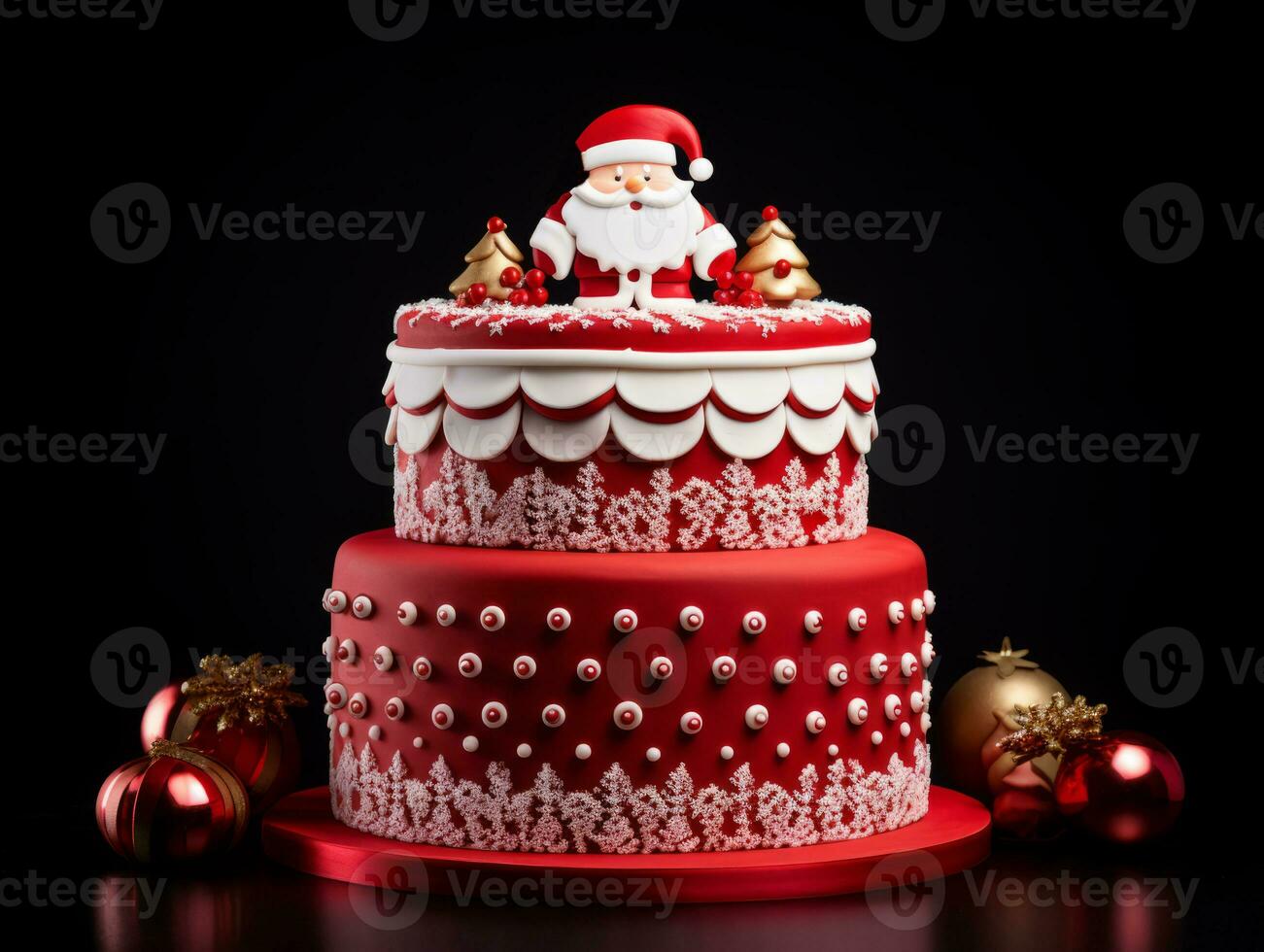 ai gegenereerd mooi creatief taart met de kerstman decoratie. foto