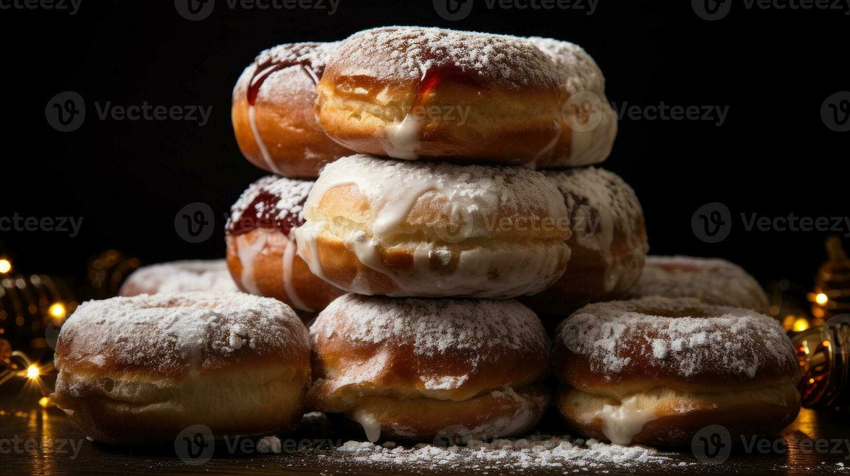 Chanoeka sufganiyot. ai generatief traditioneel Joods donuts voor Chanoeka foto