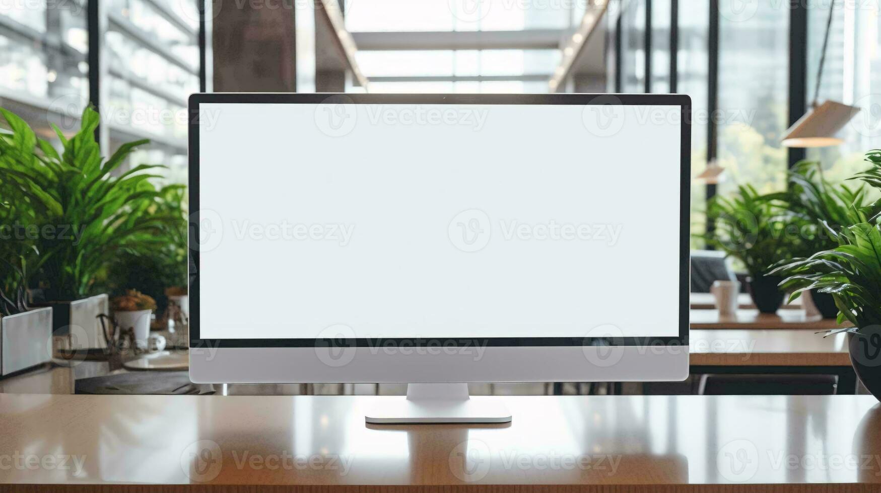 een wit scherm Aan een tafel ai gegenereerd foto
