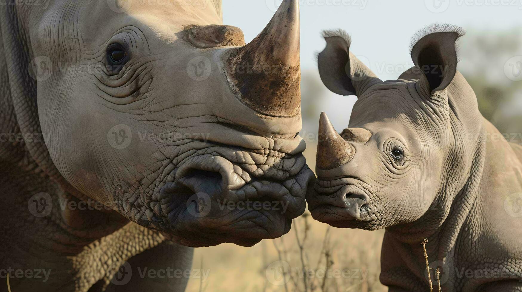 een detailopname van een neushoorn ai gegenereerd foto