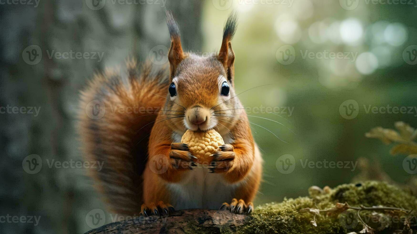 een eekhoorn Holding een noot ai gegenereerd foto