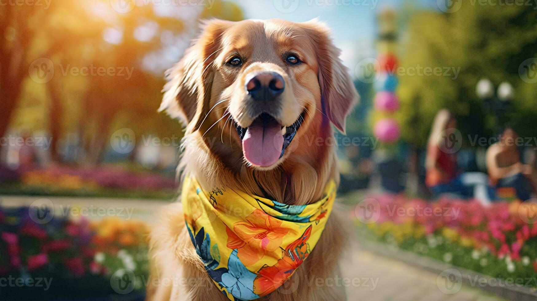 een hond vervelend een sjaal ai gegenereerd foto