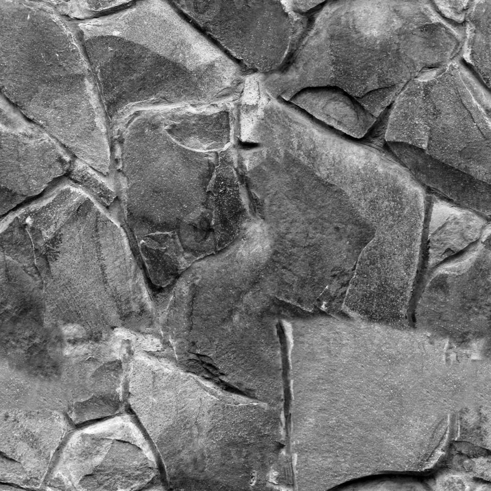 naadloos steen patroon. oud steen muur zwart en wit monochroom structuur foto