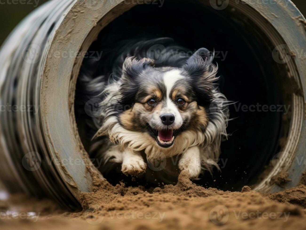 pittig hond racing door een behendigheid Cursus ai generatief foto
