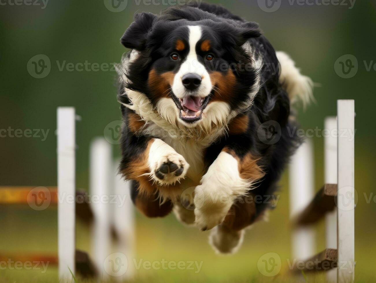 pittig hond racing door een behendigheid Cursus ai generatief foto