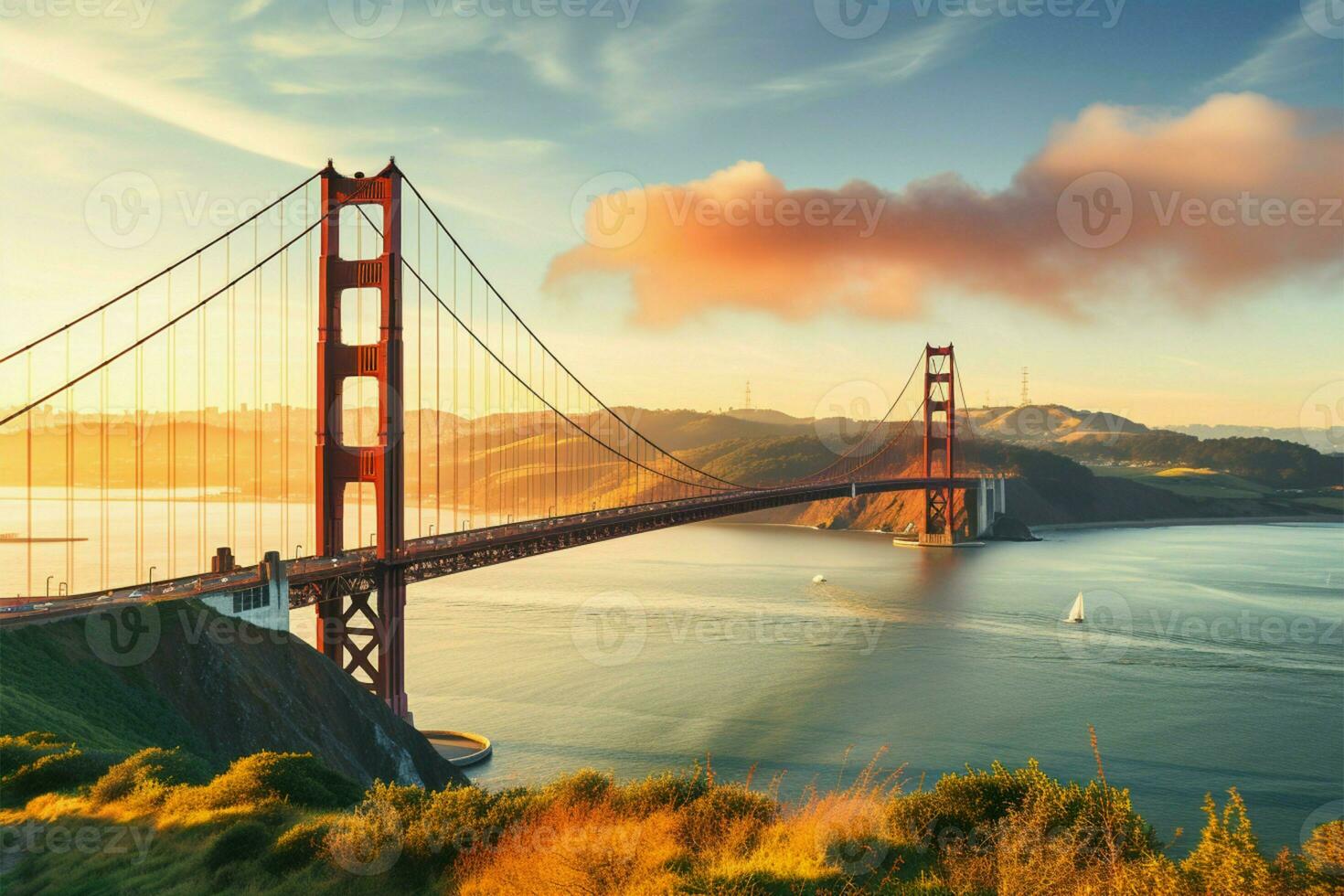 iconisch san francisco de majestueus gouden poort brug in allemaal haar heerlijkheid ai gegenereerd foto