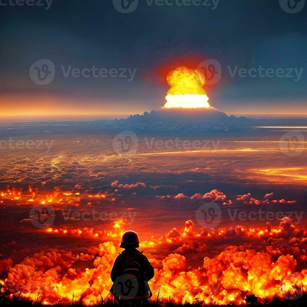 generatief ai fantasieën Aan de onderwerp van nucleair conflict. verschrikking dat kinderen kan zien. anti-oorlog concept. foto