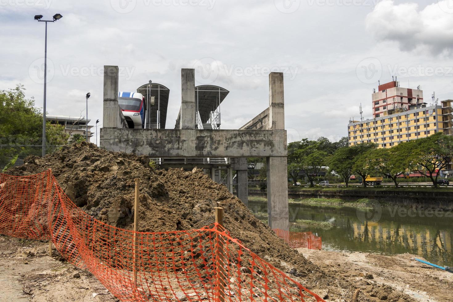 einde van metrostation vanwege bouwplaats, Kuala Lumpur. foto