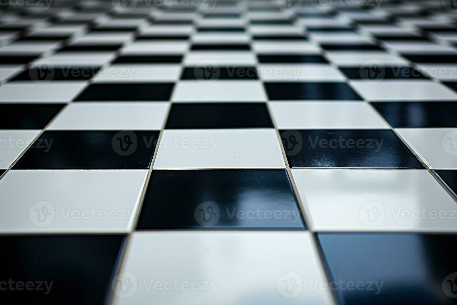 schaakbord marmeren vloer. de verdieping heeft een zwart en wit pleinen patroon. gegenereerd door kunstmatig intelligentie- foto