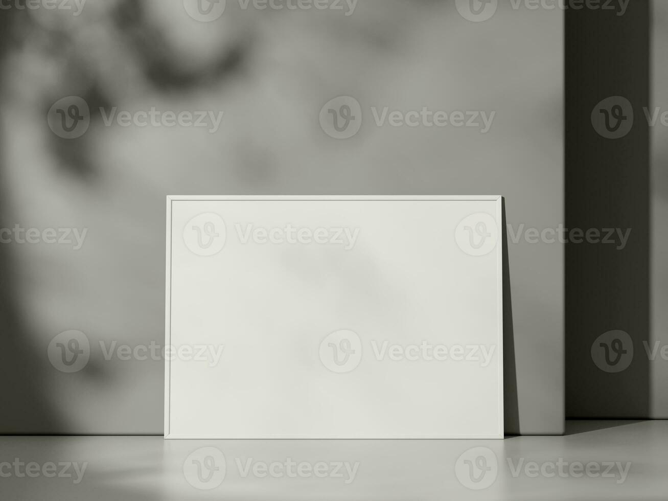 blanco poster met kader mockup Aan grijs muur met schaduw foto