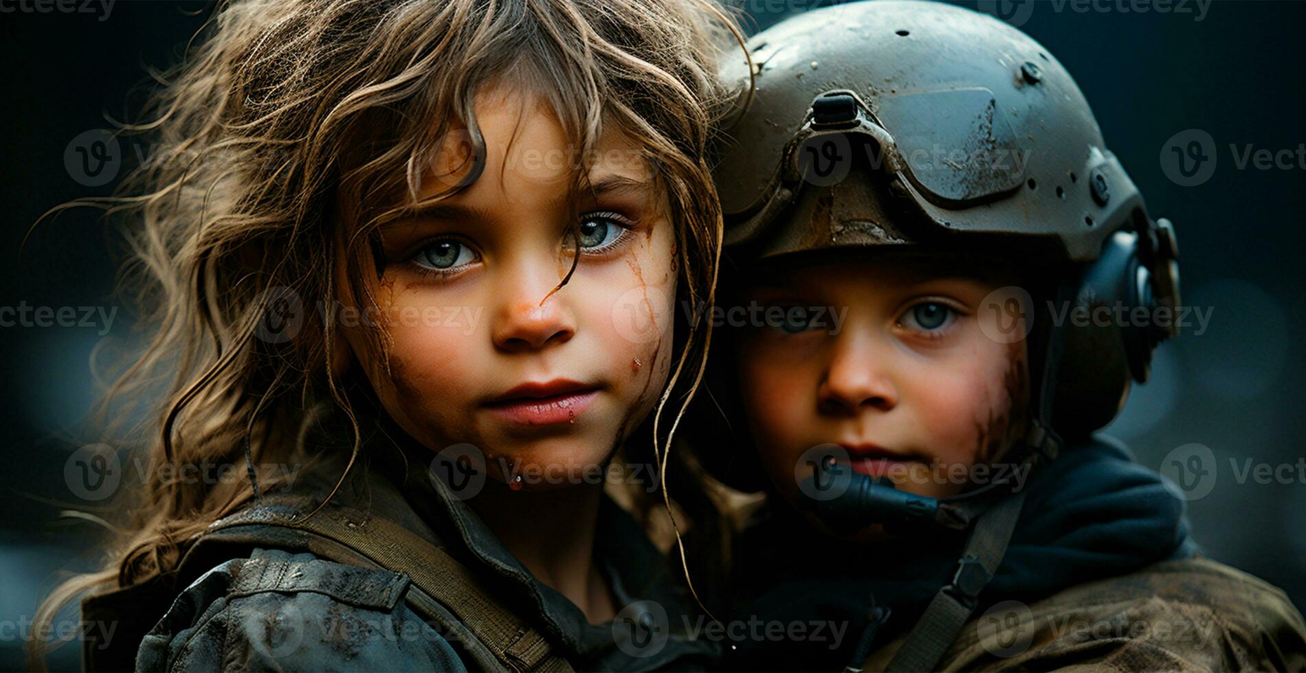 leger en kinderen, leger artsen helpen kinderen, besparing kinderen - ai gegenereerd beeld foto