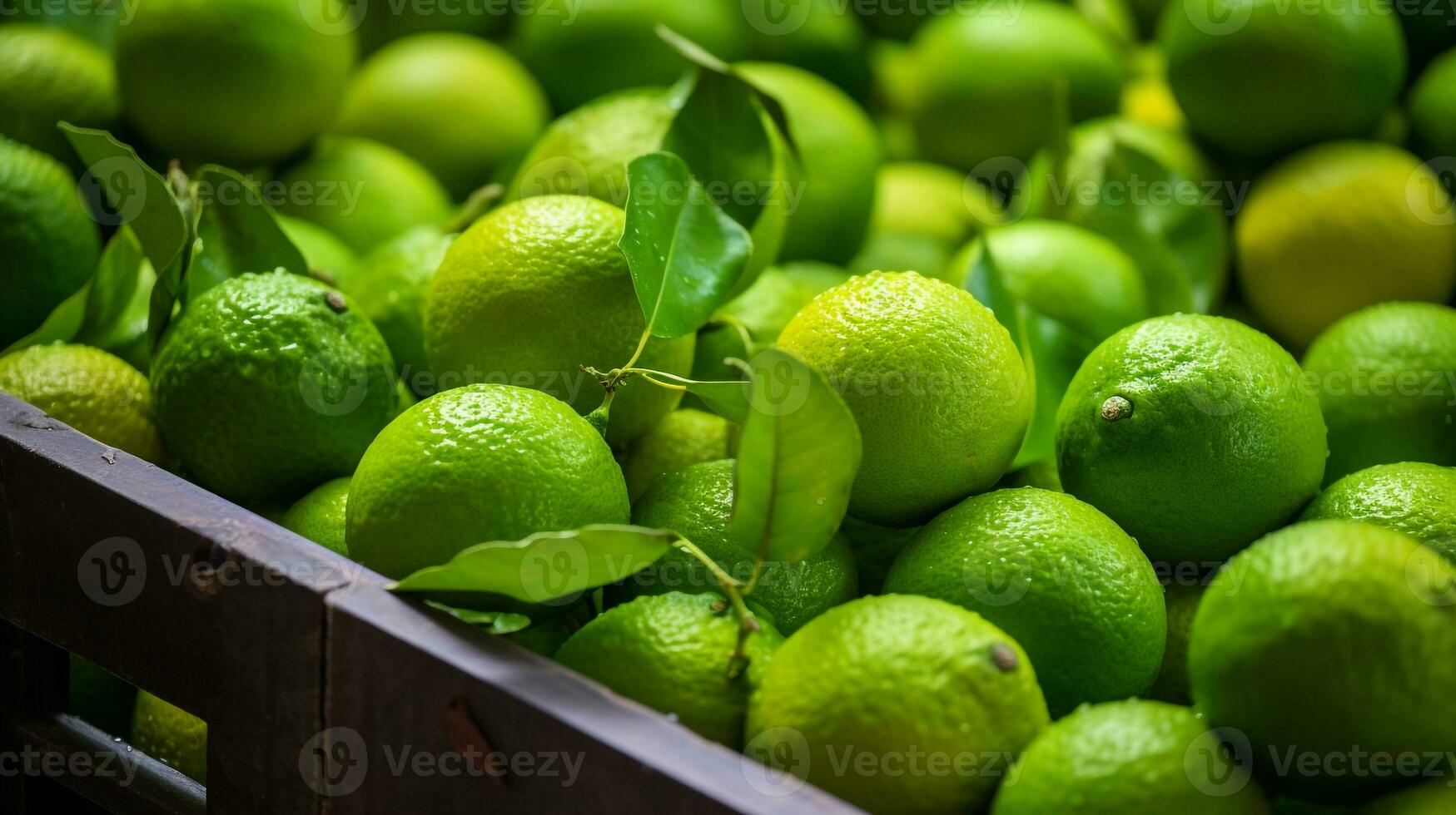 vers geplukt limoen fruit van tuin geplaatst in de dozen. generatief ai foto