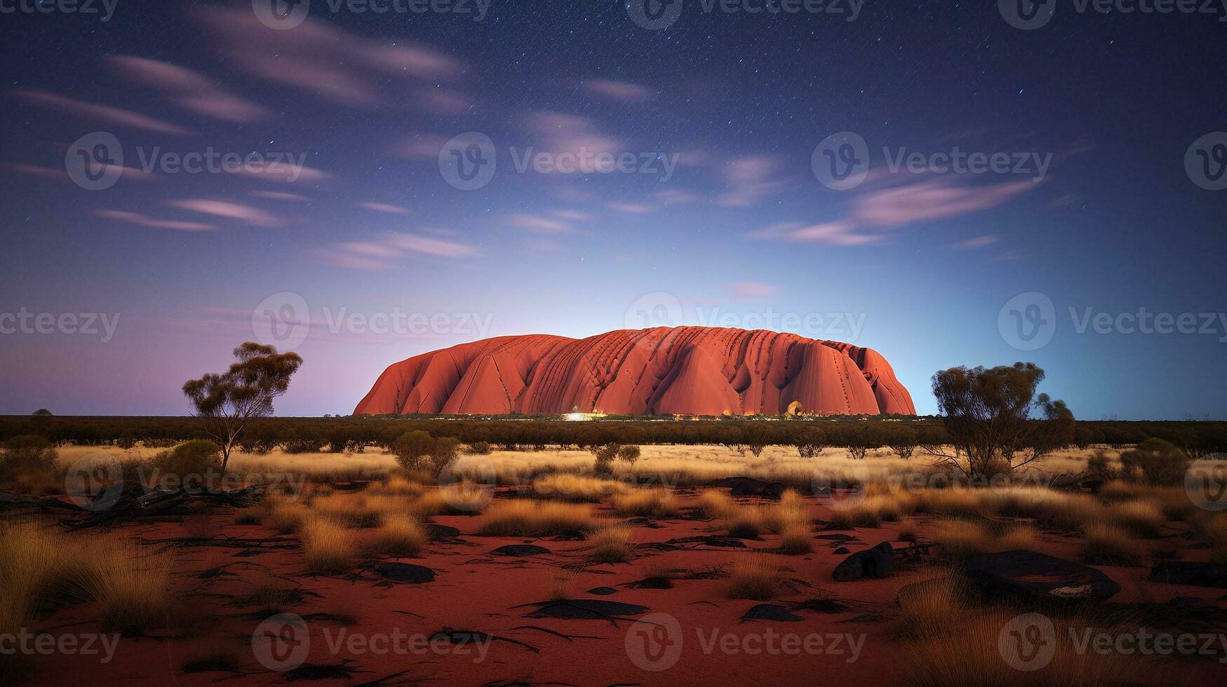 nacht visie van uluru - ayers steen. generatief ai foto