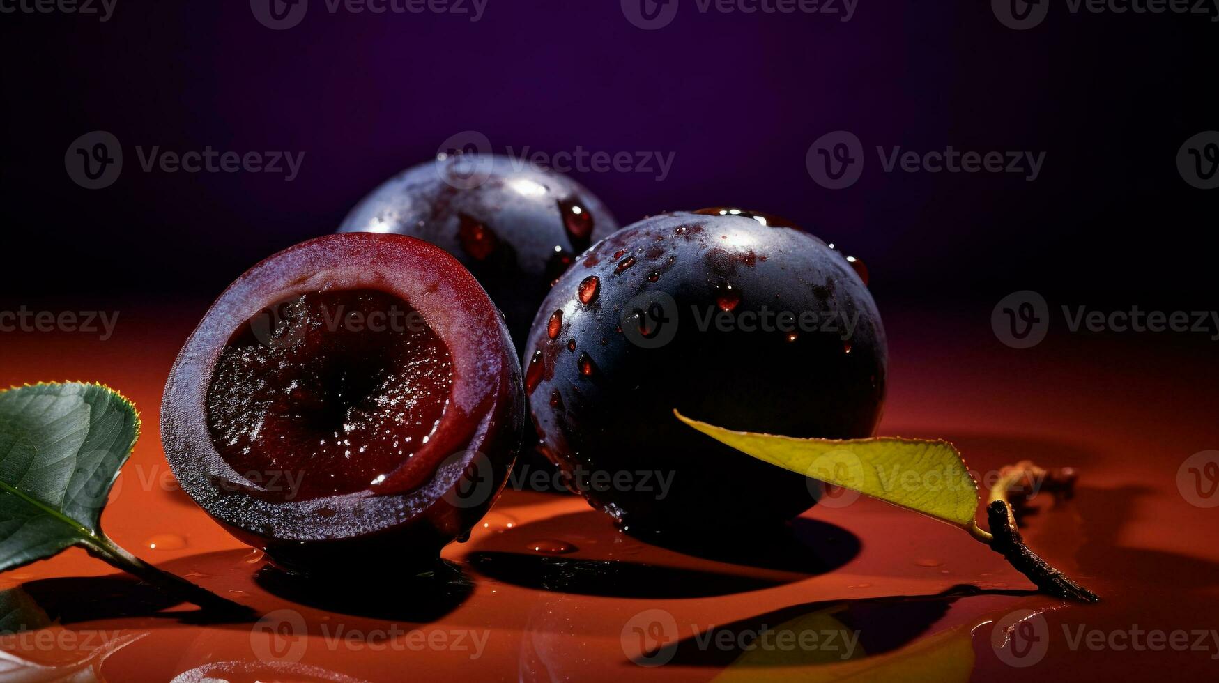 foto van Jaboticaba fruit voor de helft tegen een kleurrijk abstract achtergrond. generatief ai