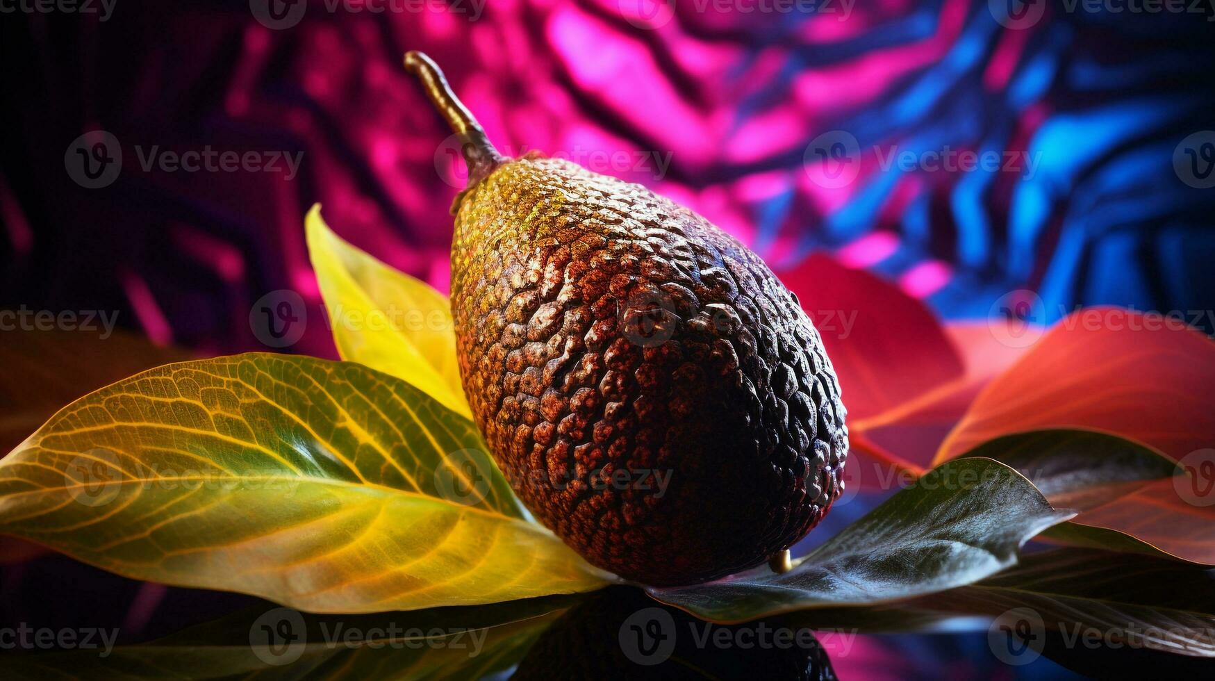 foto van slang fruit voor de helft tegen een kleurrijk abstract achtergrond. generatief ai