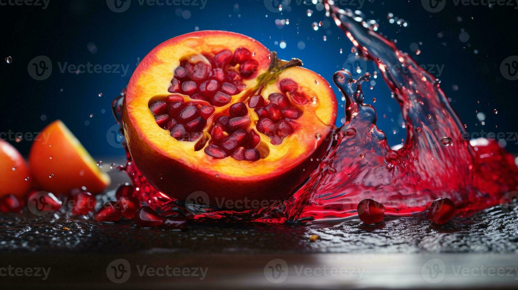 foto van wonder fruit voor de helft tegen een kleurrijk abstract achtergrond. generatief ai