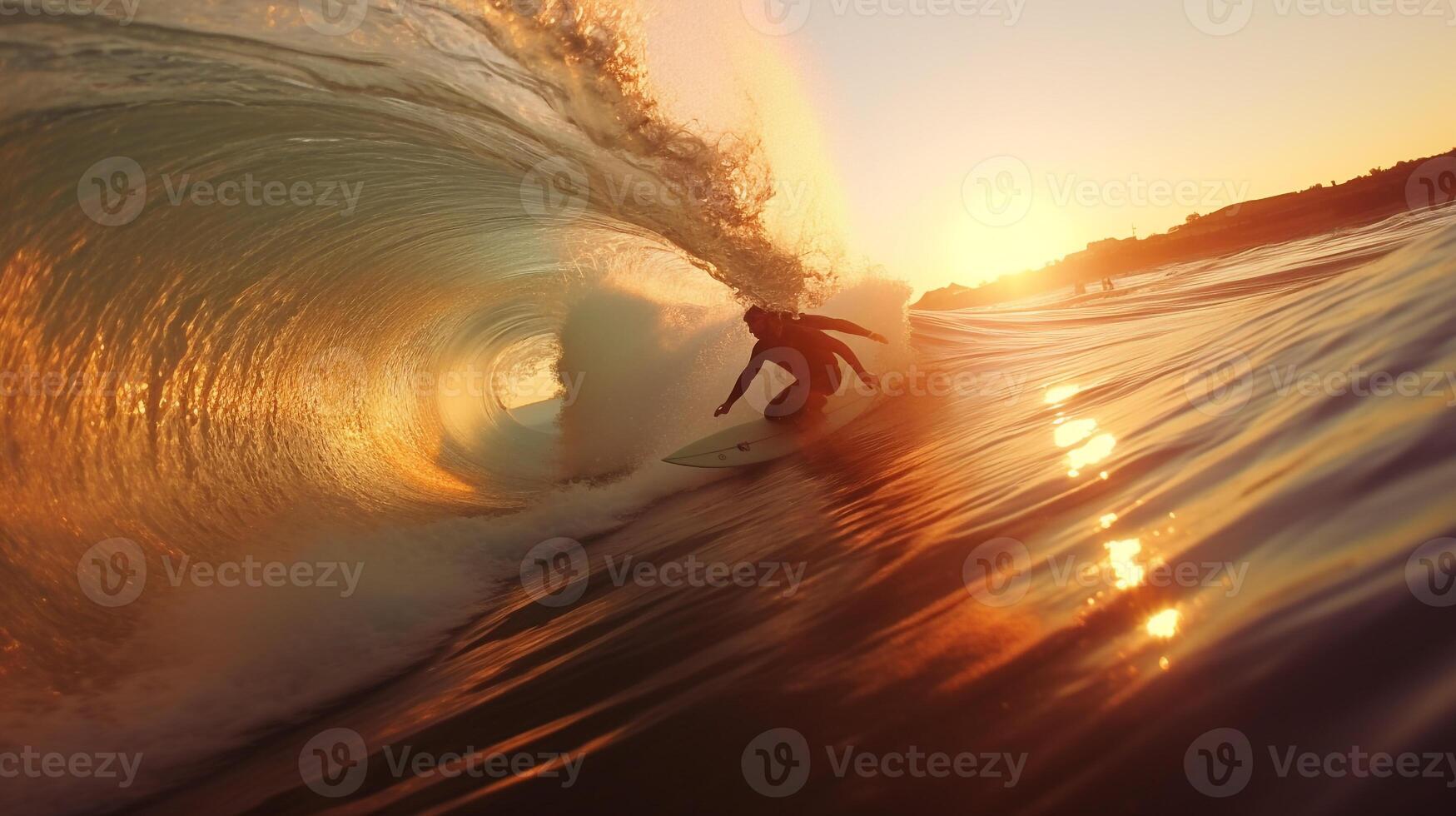 surfers vangen golven. generatief ai foto