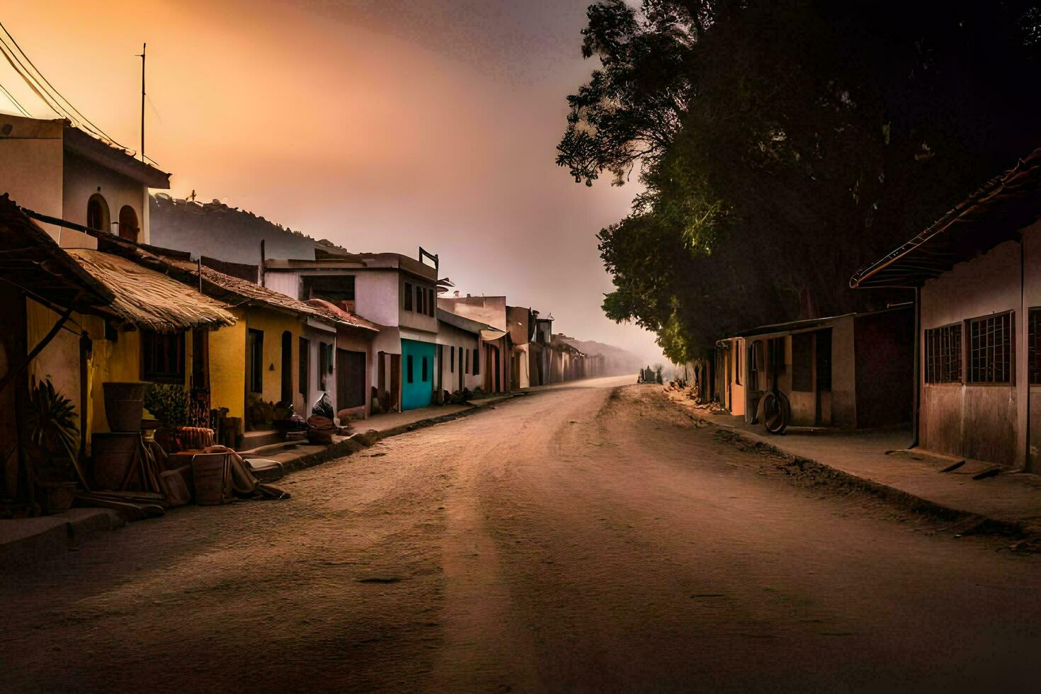 een straat in de dorp van persoon, Guatemala. ai-gegenereerd foto