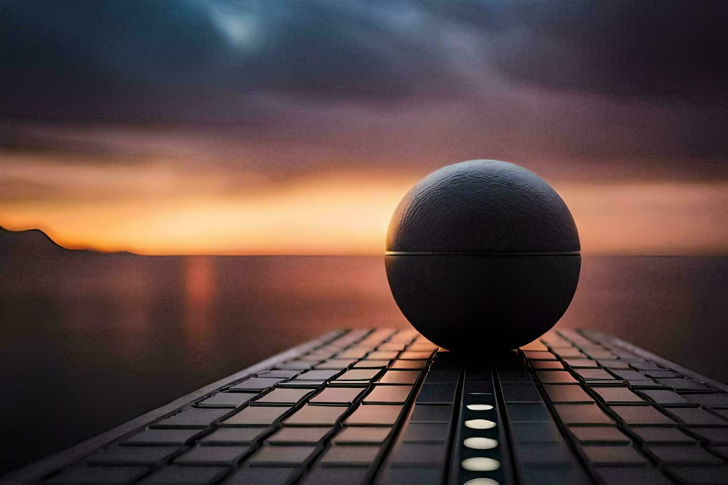 een ei zittend Aan top van een laptop toetsenbord. ai-gegenereerd foto