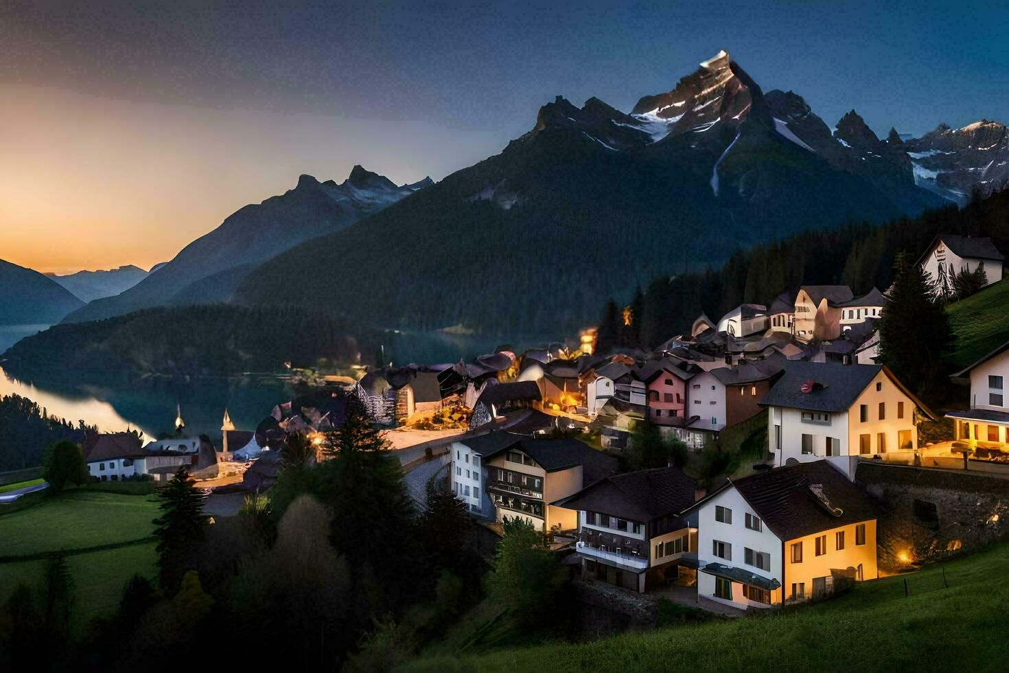 de dorp van altenkirchen, Zwitserland. ai-gegenereerd foto