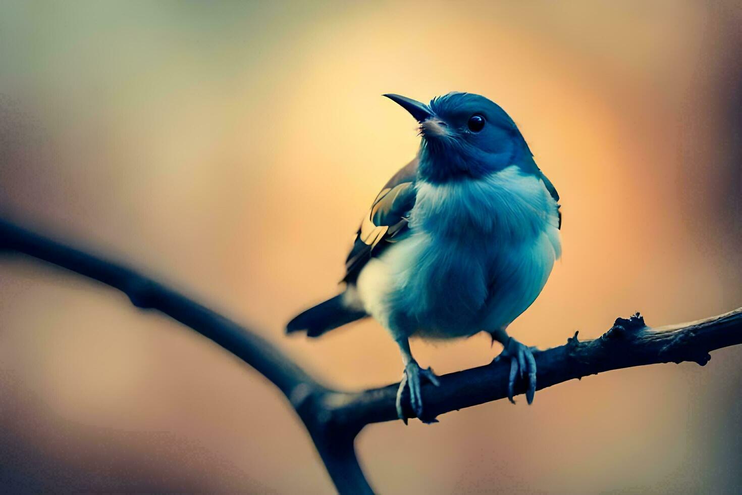 een klein vogel is zittend Aan een Afdeling. ai-gegenereerd foto