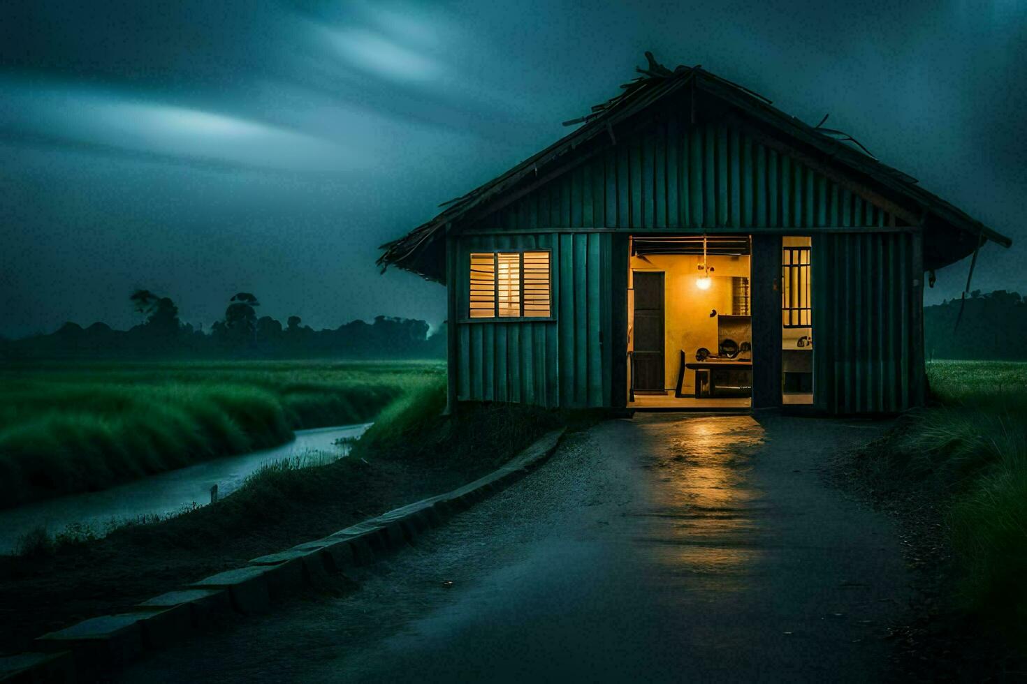 de huis van de nacht. ai-gegenereerd foto