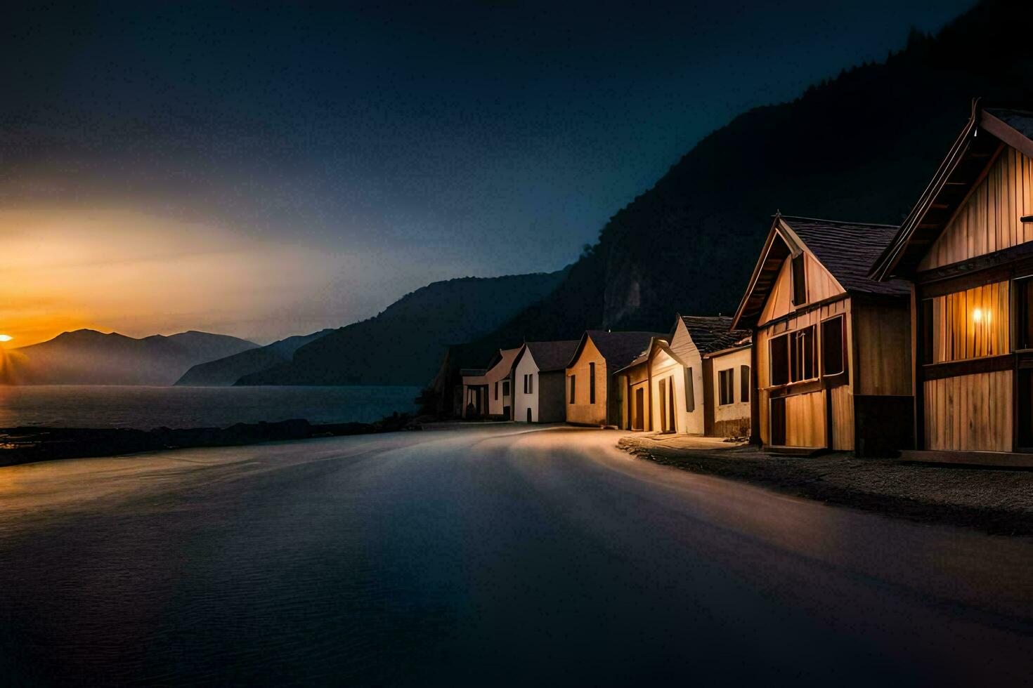 foto behang de lucht, bergen, water, de zee, de zon, de zee, de. ai-gegenereerd