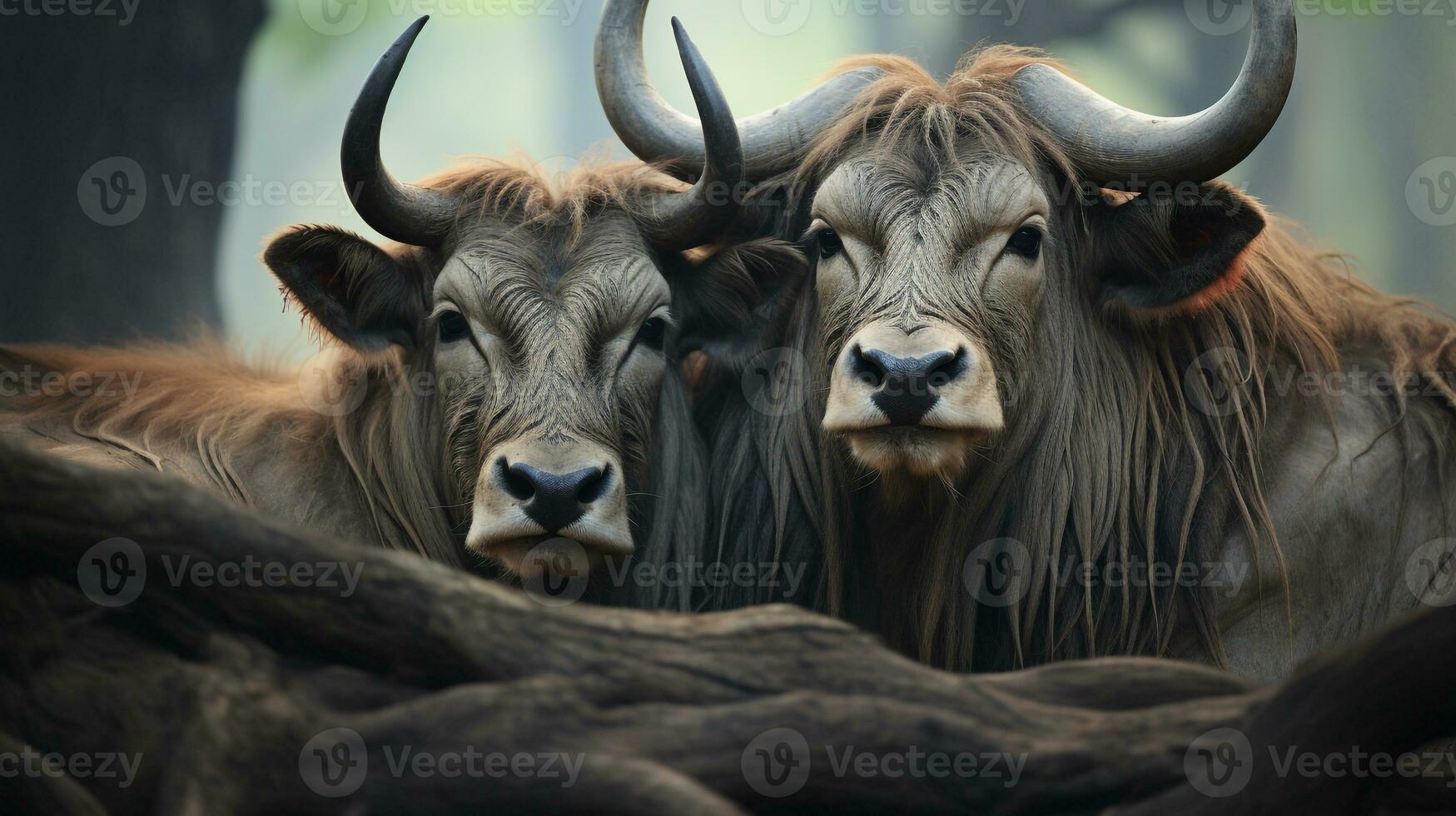 foto van Hart smelten twee wildebeesten met een nadruk Aan uitdrukking van liefde. generatief ai