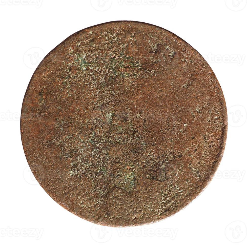 oude verroeste munt geïsoleerd over white foto