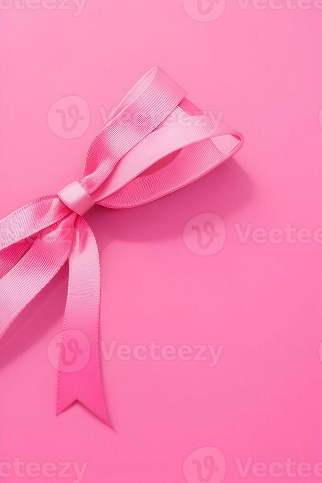 roze lint geplaatst Aan wit achtergrond ai generatief foto