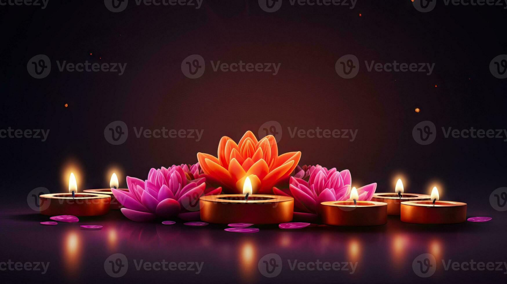 minimalistisch diwali banier met drijvend diyas ai gegenereerd foto