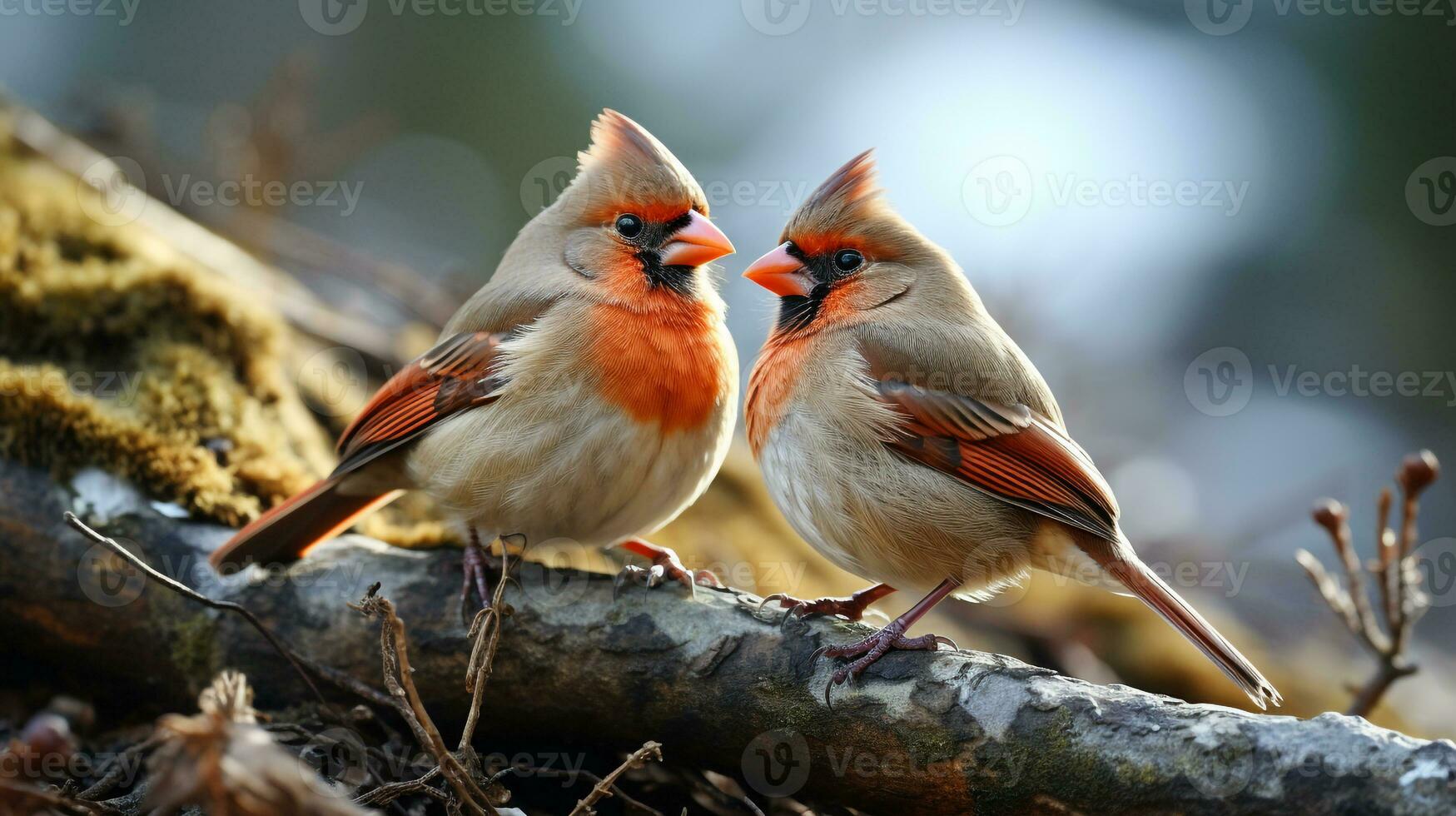 foto van Hart smelten twee noordelijk kardinalen met een nadruk Aan uitdrukking van liefde. generatief ai