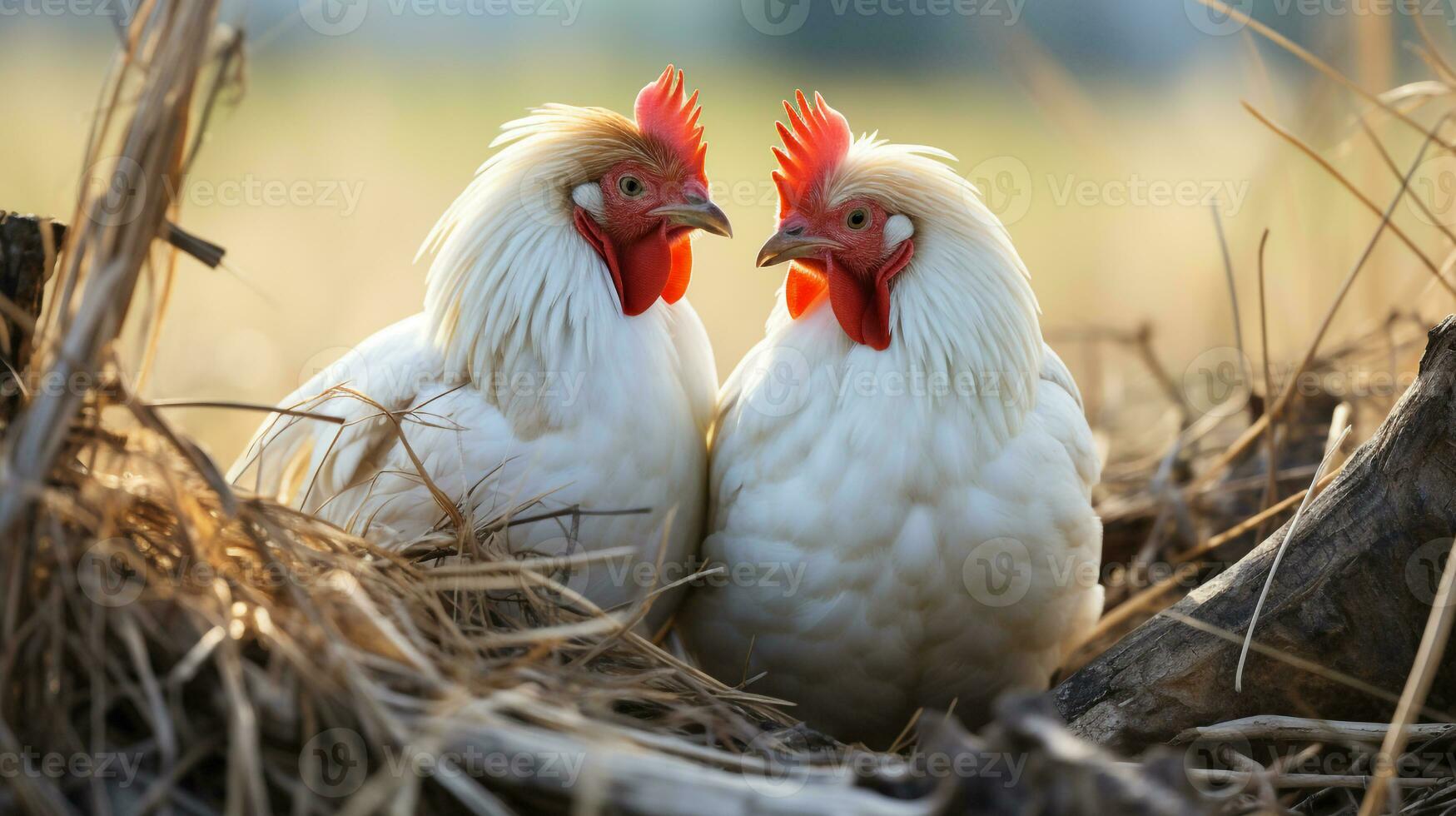 foto van Hart smelten twee kippen met een nadruk Aan uitdrukking van liefde. generatief ai