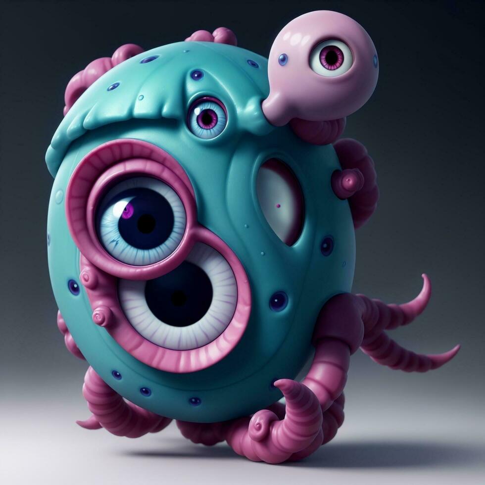 3d illustratie van tentakels oog monster ai generatief foto