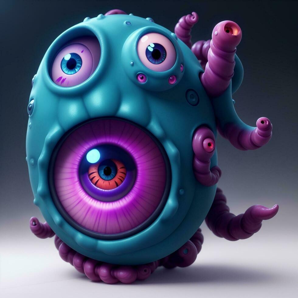 3d illustratie van tentakels oog monster ai generatief foto