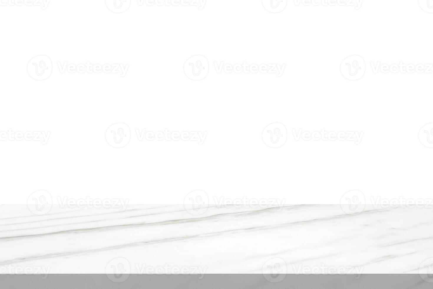 wit marmeren steen tafel top geïsoleerd Aan wit achtergrond voor Product Scherm foto