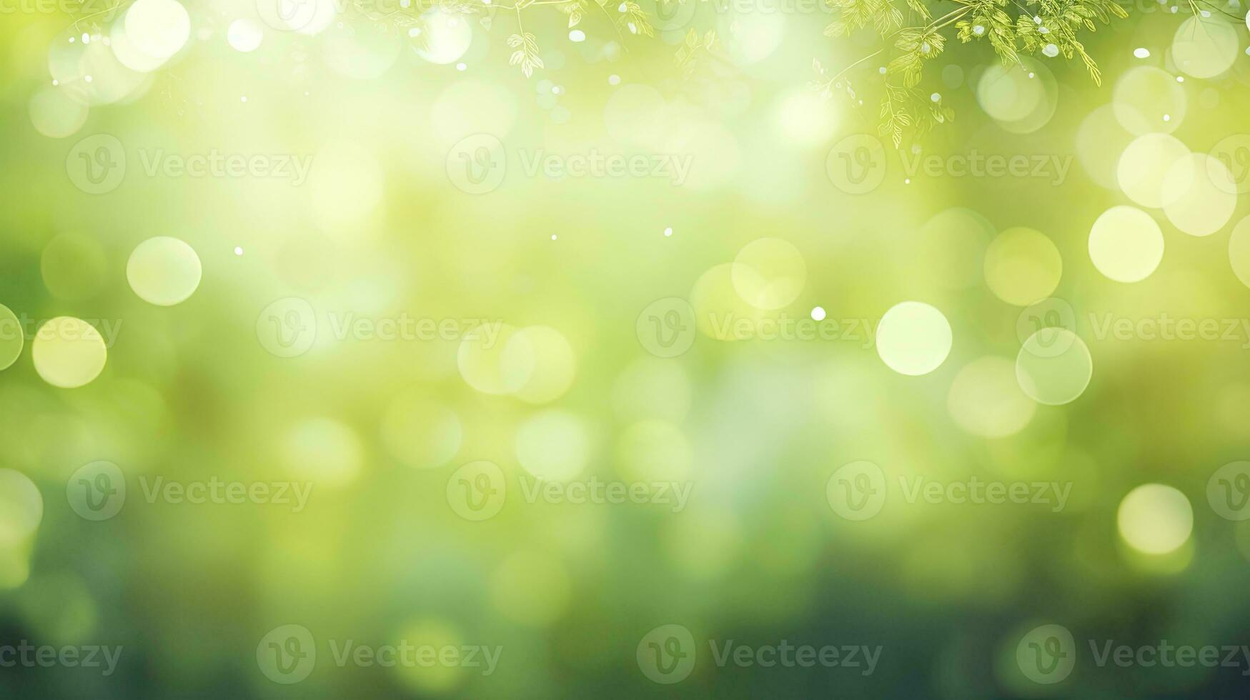 lente-thema abstract banier met groen wazig bokeh lichten. ai gegenereerd foto