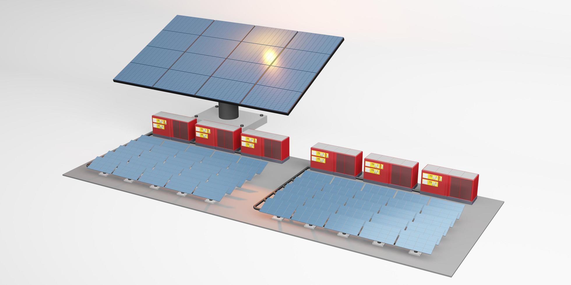 zonnepaneelmodel van elektrisch opslagcentrum zonne-energie foto