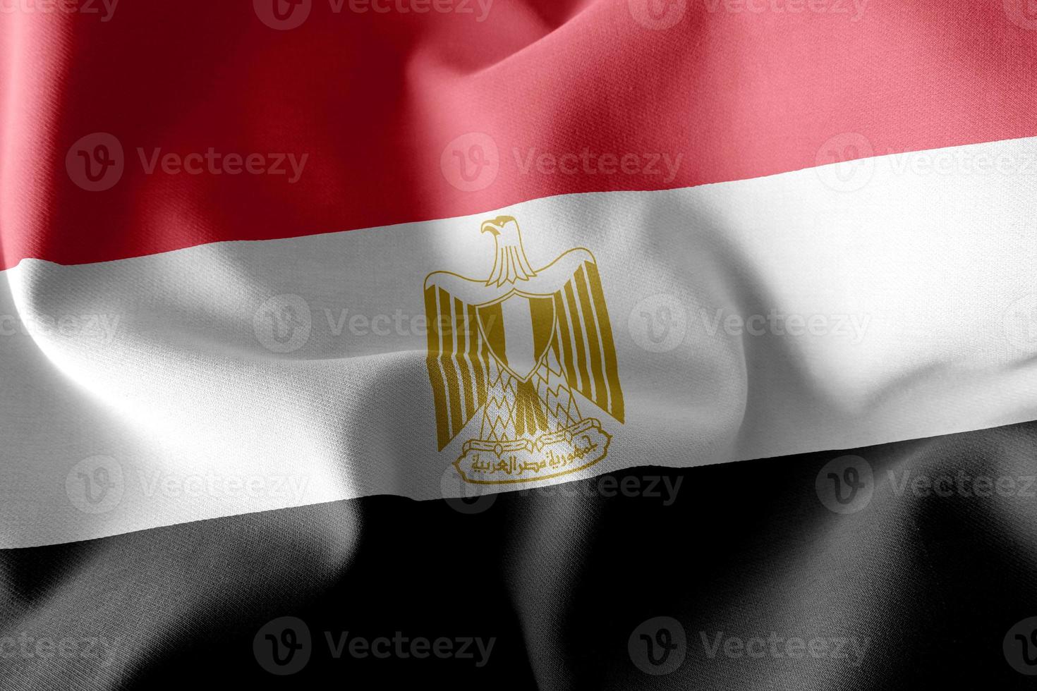3D-rendering illustratie close-up vlag van egypte foto