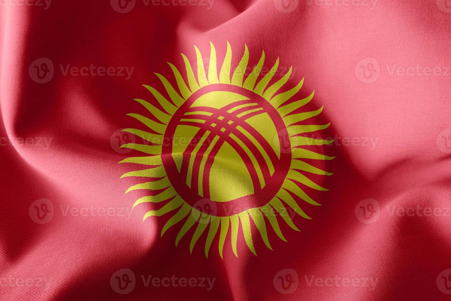 3D-rendering illustratie vlag van Kirgizië foto