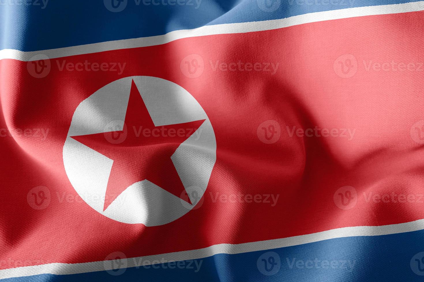 3D-rendering illustratie vlag van noord-korea foto