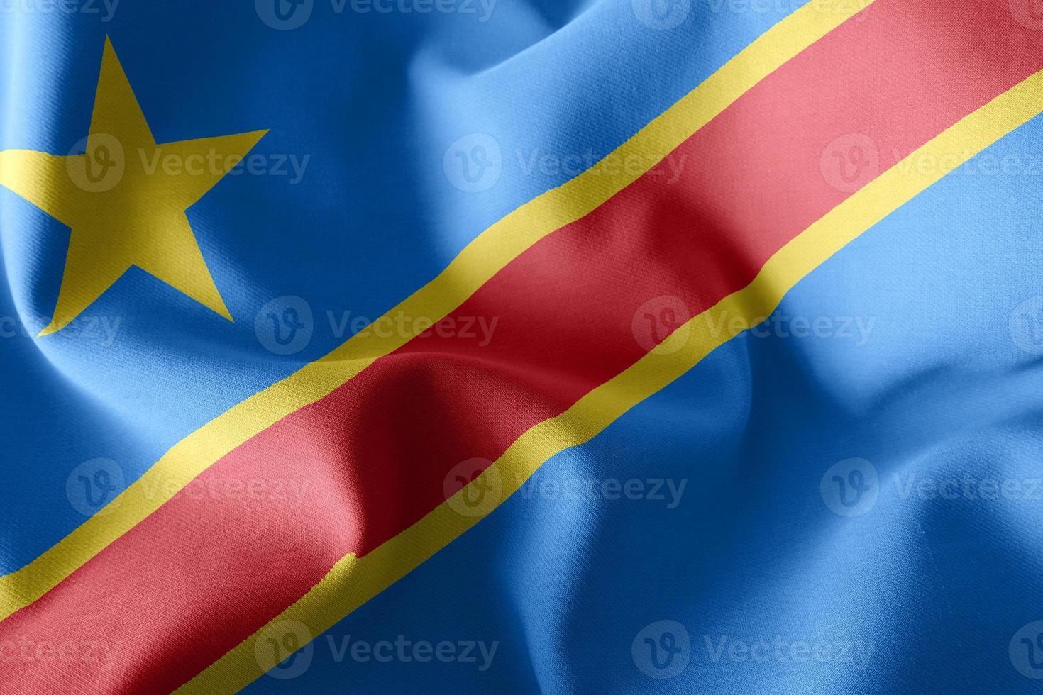 3D-rendering illustratie close-up vlag van de democratische republiek congo. foto