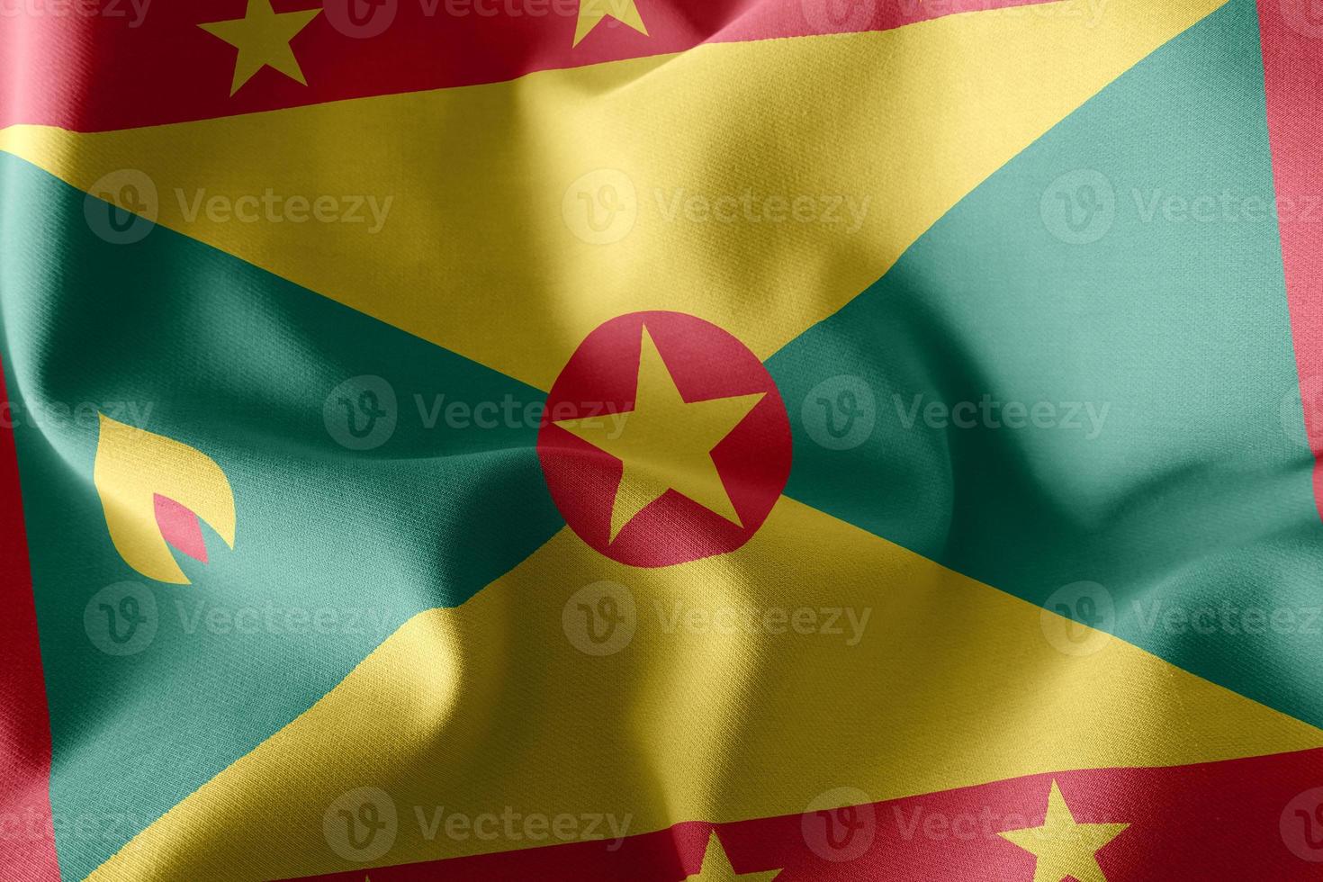 3D-rendering illustratie close-up vlag van grenada. foto