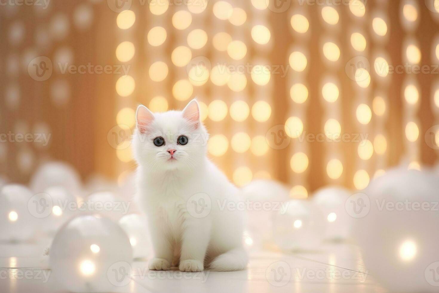 detailopname van schattig kat staren Bij iets met mooi bokeh achtergrond, generatief ai foto