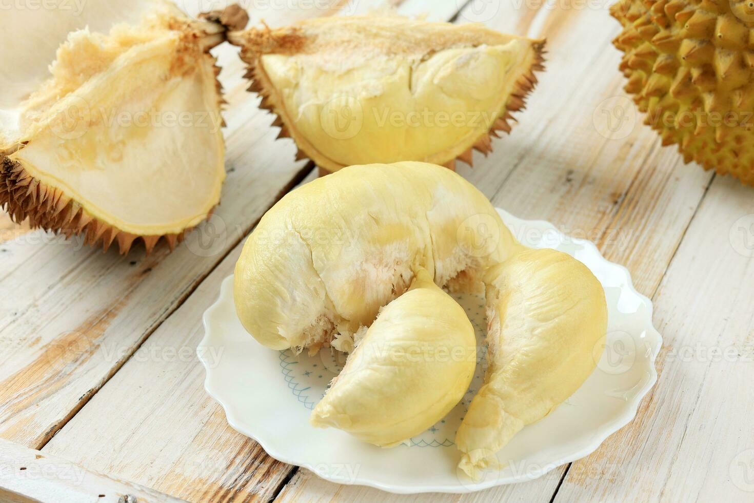 durian de koning van fruit, goud fruit, geel tropisch vruchten. foto