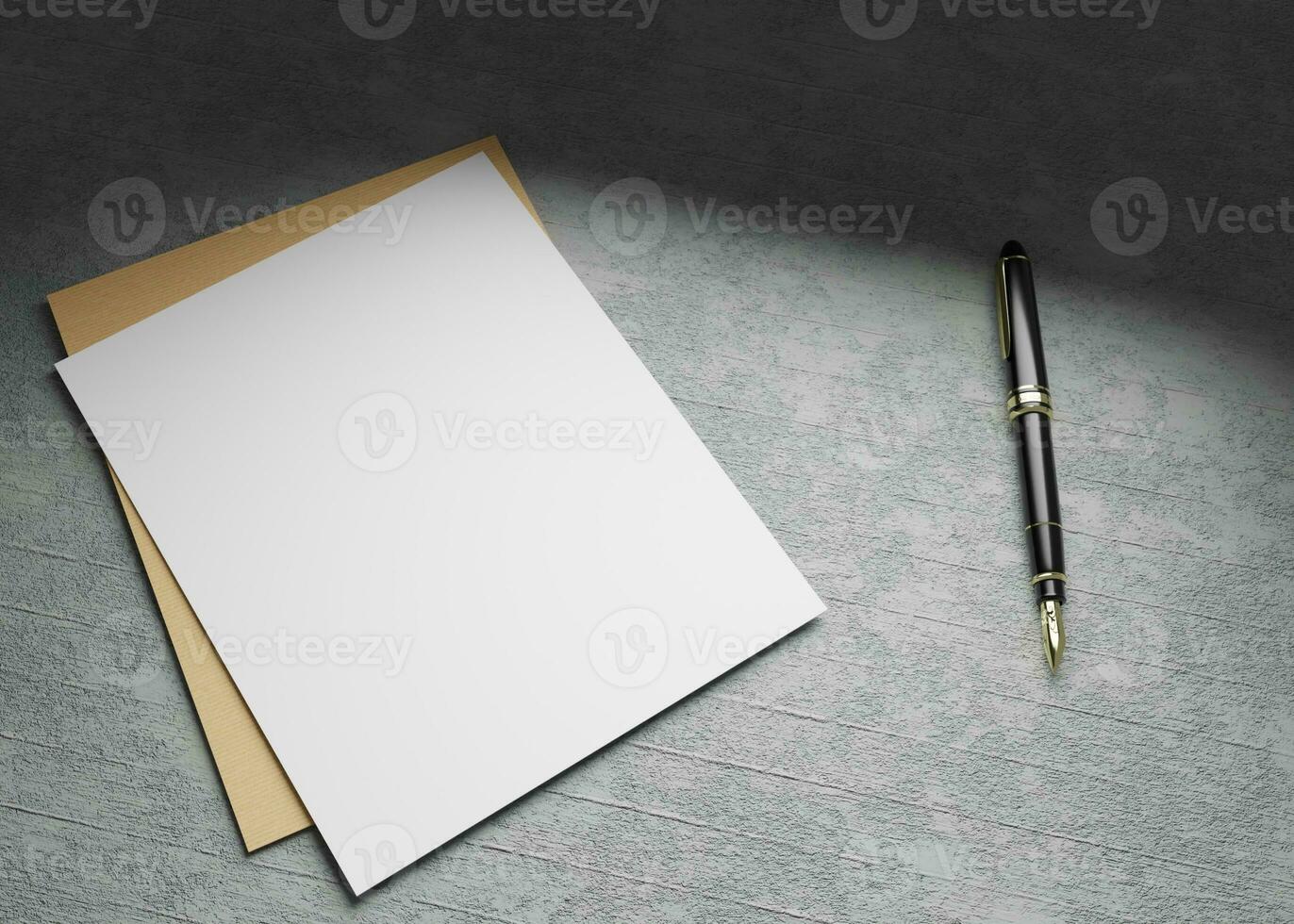 folder en briefhoofd mockup met beton achtergrond foto