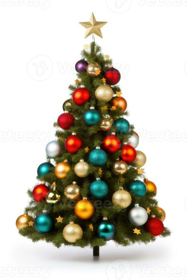 foto van Kerstmis boom met geïsoleerd wit achtergrond